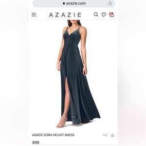 Azazie French blue floor length velvet dress